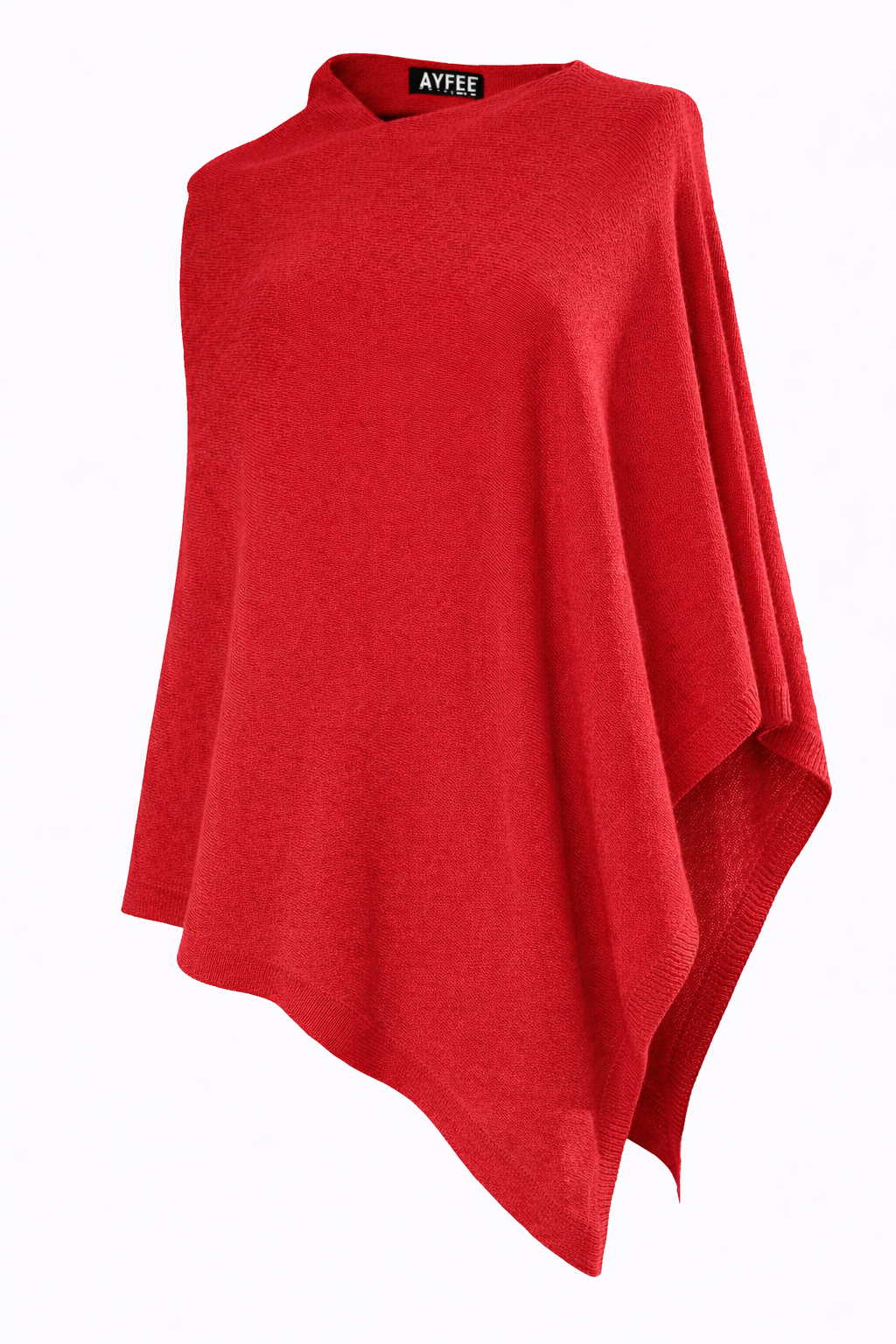 PONCHO MAGLIA, T.U., 10%CASHEMERE 33%MERINO 33%VI 24%POLY, MADE IN ITALY       - RED